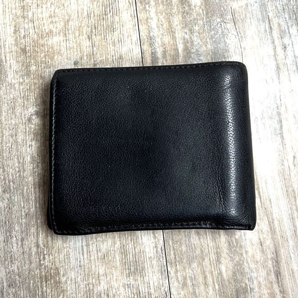 Guess Wallet Slim Fold Leather Black Men's Women's Embossed - Picture 2 of 11